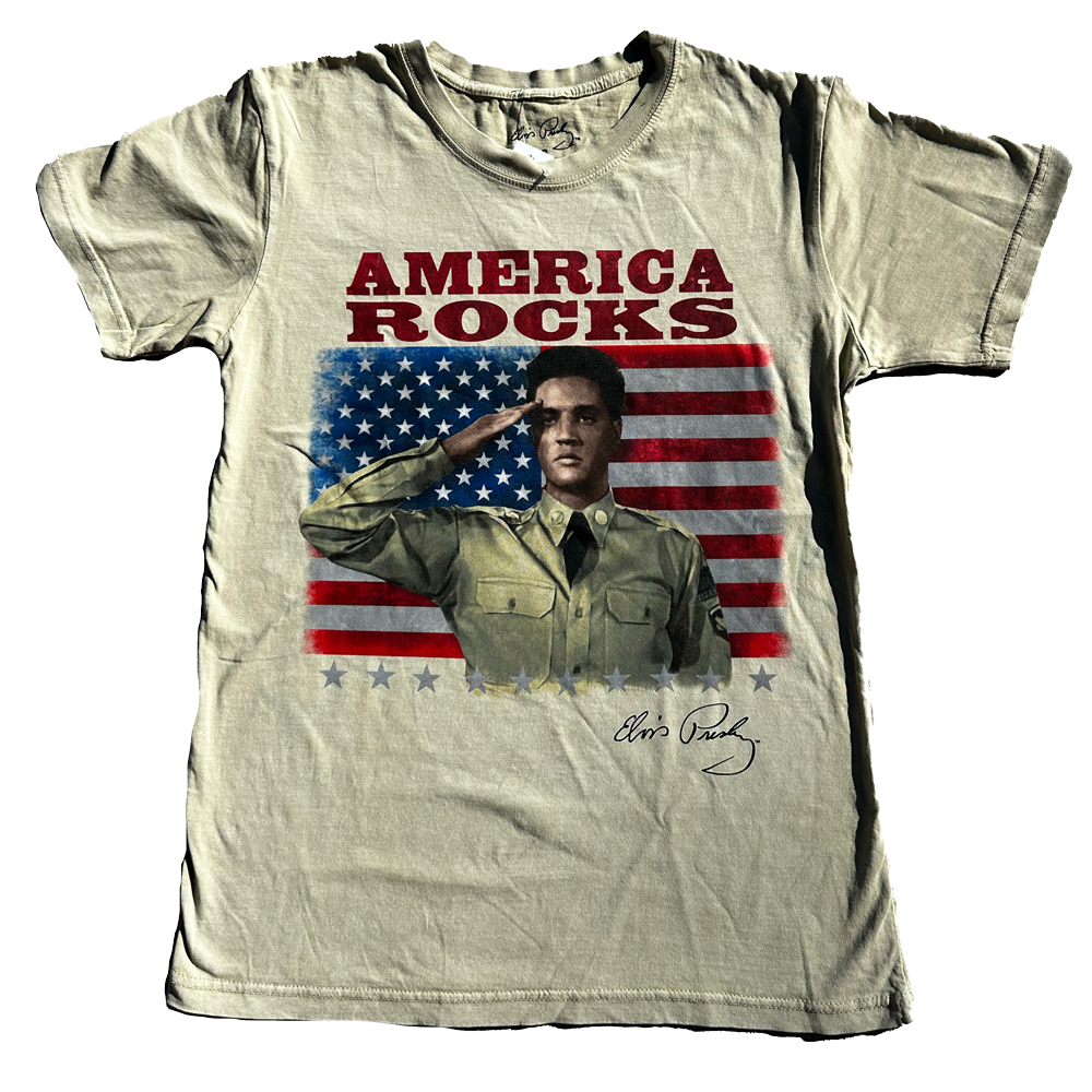Elvis America Rocks Stone Wash T-Shirt