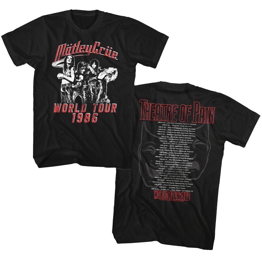 MOTLEY CRUE Vintage Theatre Of Pain 1986 Tour Double Sided T-Shirt