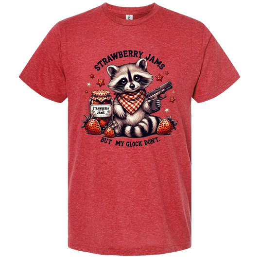 Strawberry Jams But My Glock Don't Funny Raccoon T-Shirt