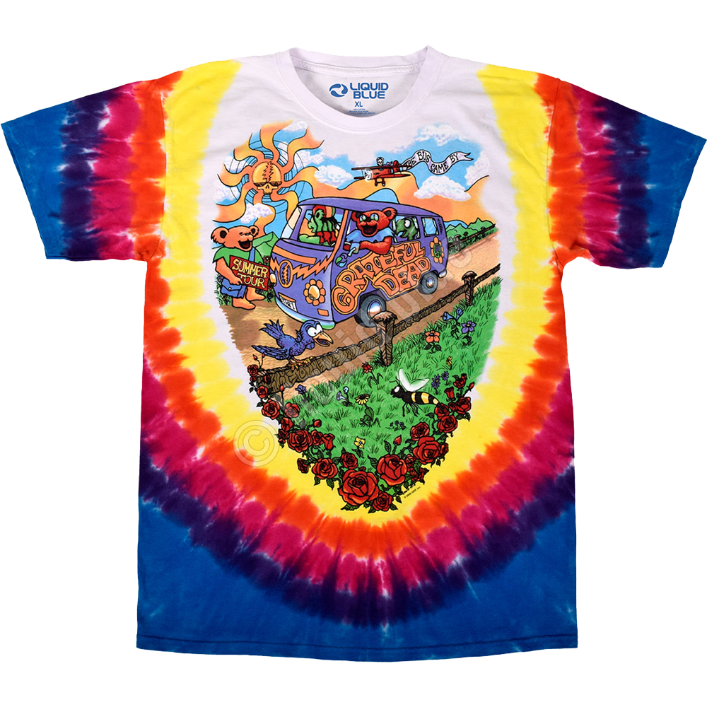GRATEFUL DEAD Summer Tour Bus Tie-Dye T-Shirt