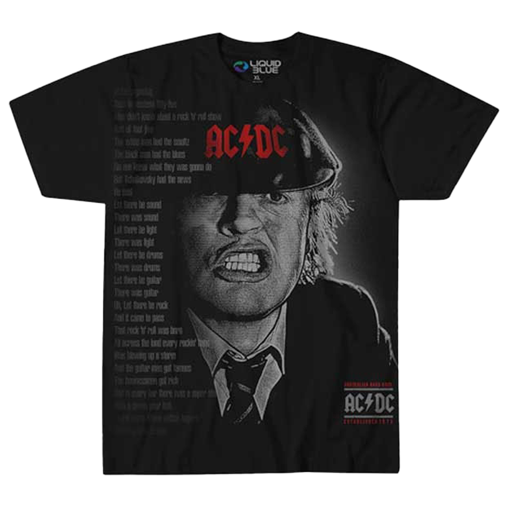 AC/DC Angus Face Lyrics T-Shirt