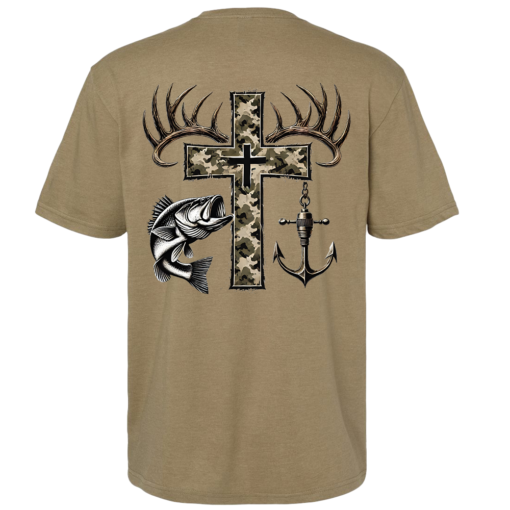 Camo Cross Hunting Fishing T-Shirt