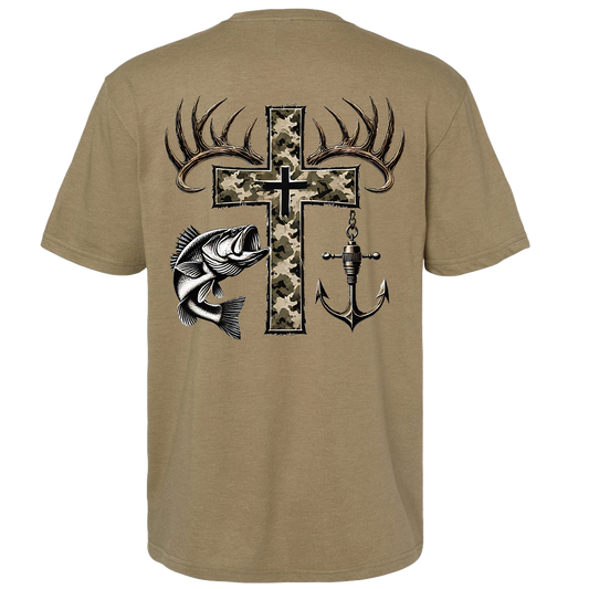 Camo Cross Hunting Fishing T-Shirt