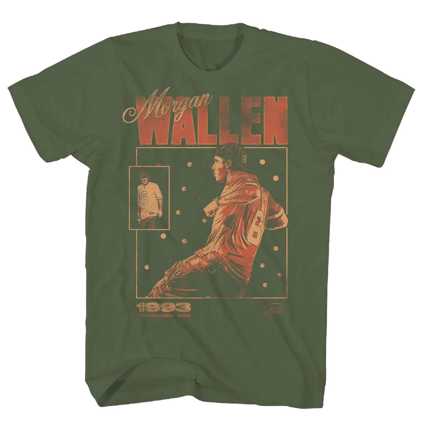 Morgan Wallen 1993 Baseball Card Military Green T-Shirt