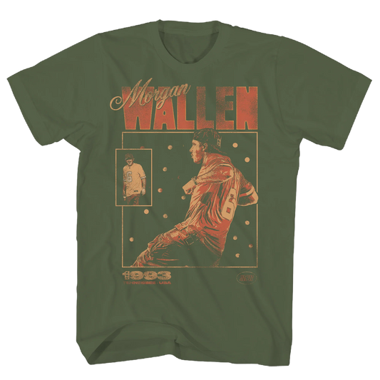 Morgan Wallen 1993 Baseball Card Military Green T-Shirt