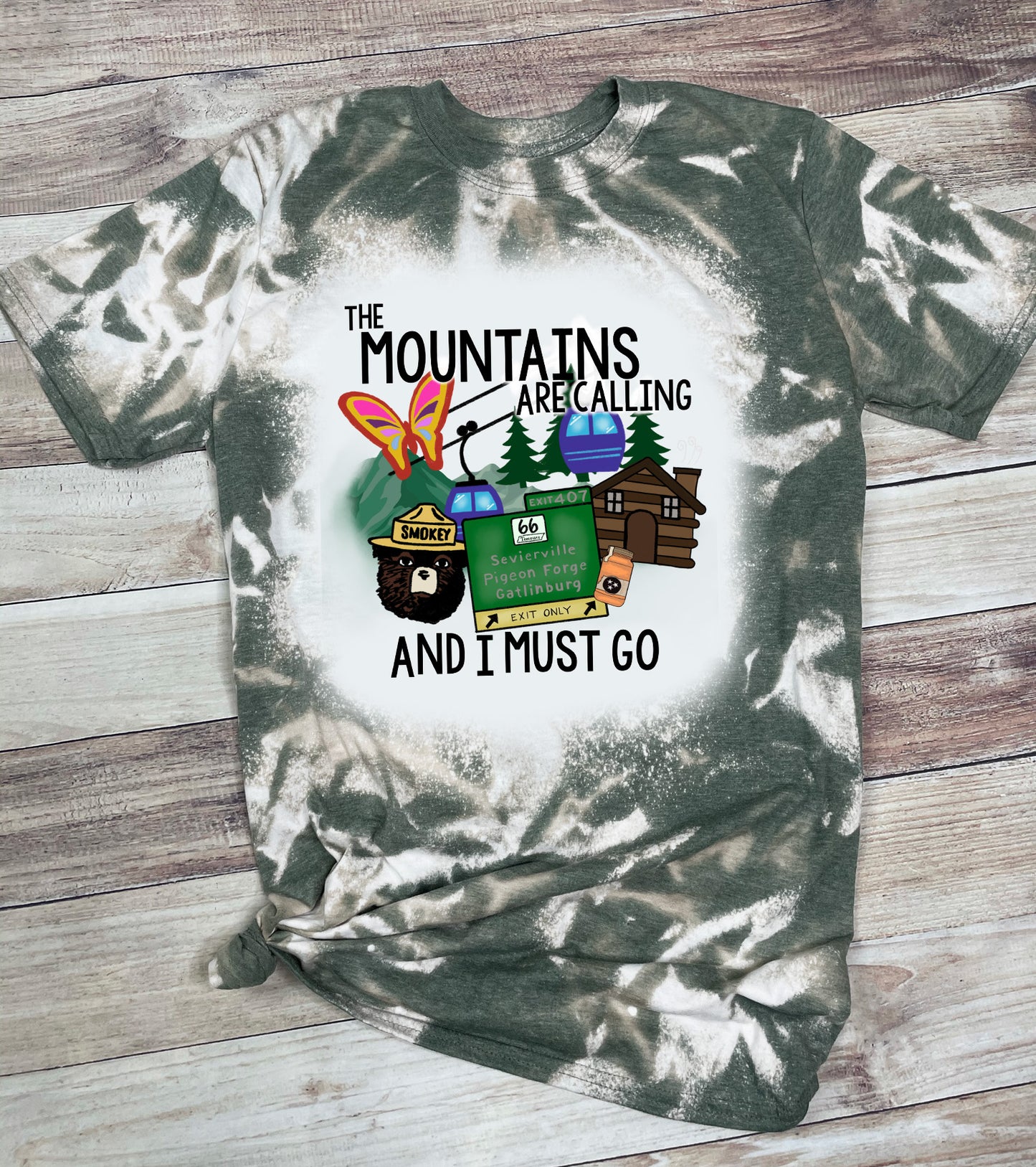 Mountains are calling and I must go bleached t-shirt