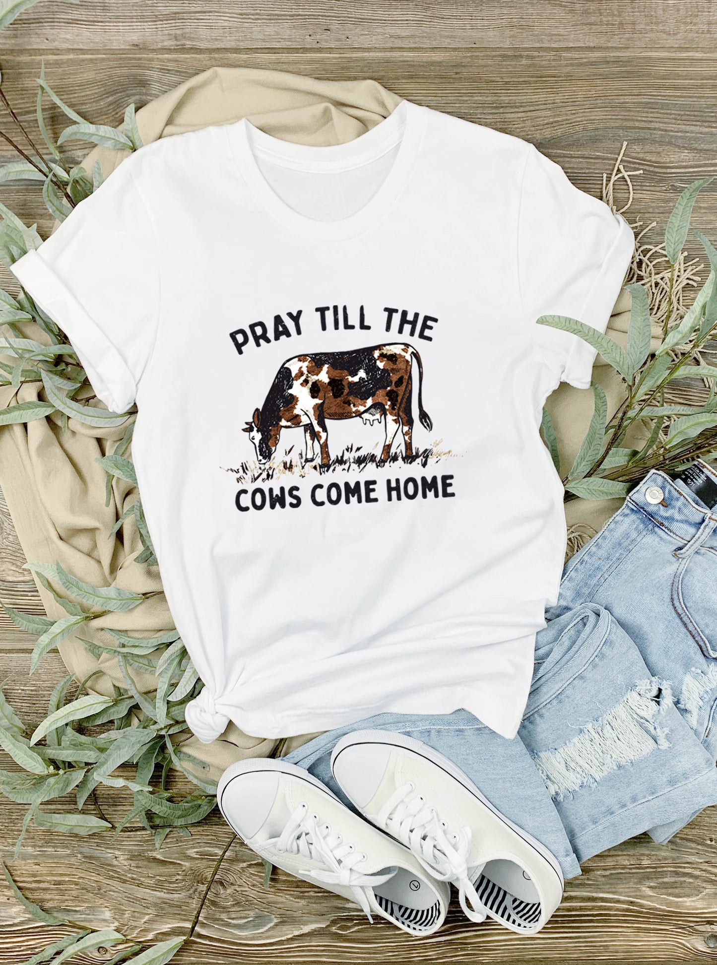 Pray till cows come home t-shirt